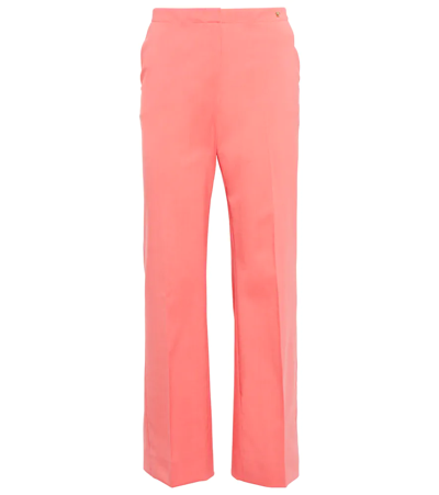 Versace Medusa High-rise Straight Wool Pants In Coral