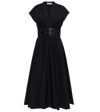 Alaïa Leather-trimmed Cotton Maxi Dress In Noir