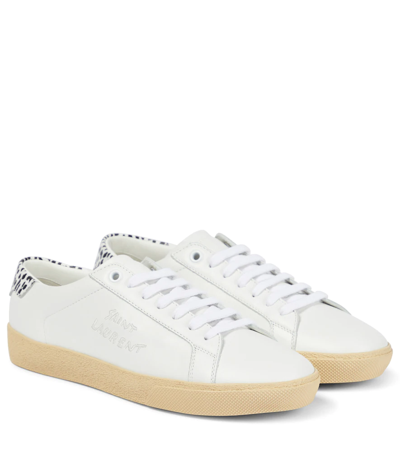 Saint Laurent Court Leather Sneakers In White