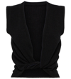 Jacquemus Le Haut Noue Cotton Blend Knot Crop Top In Black