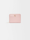 Maje Double-m Monogram Croc-embossed Leather Wallet In Pale Pink