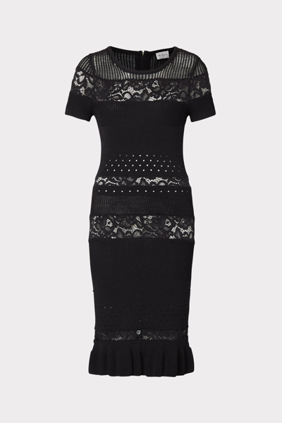 Milly Lace-detail Short-sleeved Dress In Black
