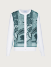 Ferragamo Cardigan With Silk Panel Inserts In White