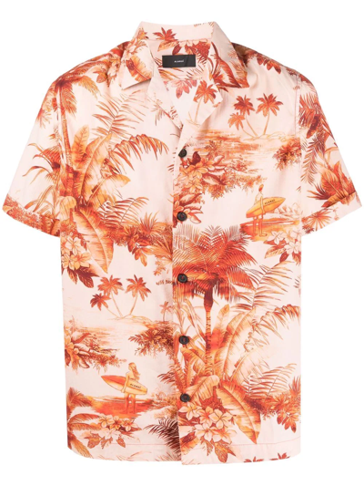 Alanui Orange Hawaiian-print Short-sleeved Shirt