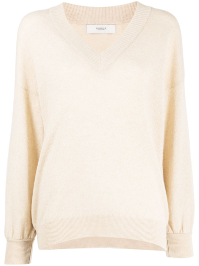 Pringle Of Scotland V-neck Long Sleeve Jumper In Weiss