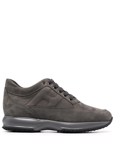 Hogan Sneaker Interactive In Suede Grigio Con H Laterale Imbottita In Grey