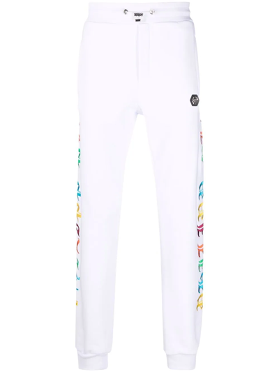 Philipp Plein Gothic Plein Logo Track Pants In Weiss