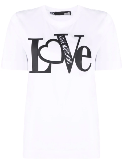 Love Moschino Slogan-print Short-sleeved T-shirt In White