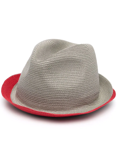 Emporio Armani Side Logo-plaque Sun Hat In Grey Red