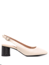 Geox Slingback Block Heel Pumps In Nude