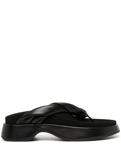 Reike Nen Twist-strap Platform Flip Flops In Schwarz