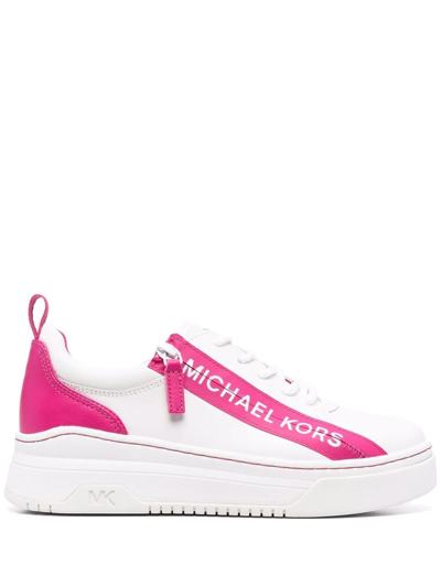 Michael Michael Kors Alex Sneakers In Leather In Weiss