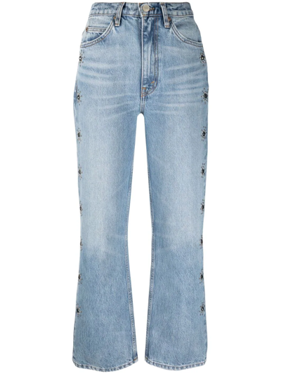 Re/done '70s Mid-rise Flared Jeans In Blue