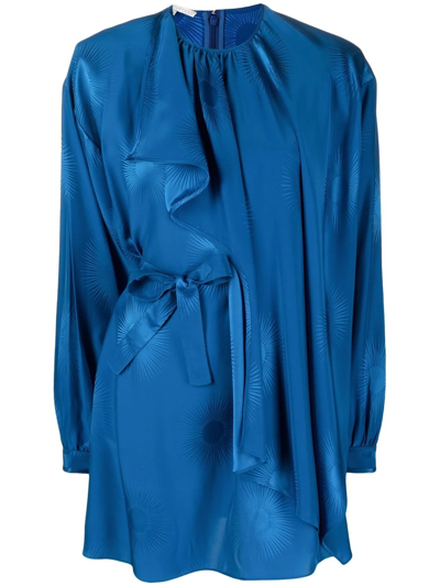 Stella Mccartney Asymmetrical Draped Long-sleeve Dress In Multicolor