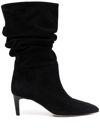 Paris Texas Slouchy Suede Knee-high Boots In Black