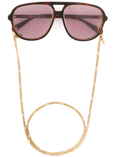 Gucci Aviator-frame Sunglasses In Brown