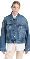 Acne Studios Blue Relaxed Cropped Fit Denim Jacket In Mid Blue