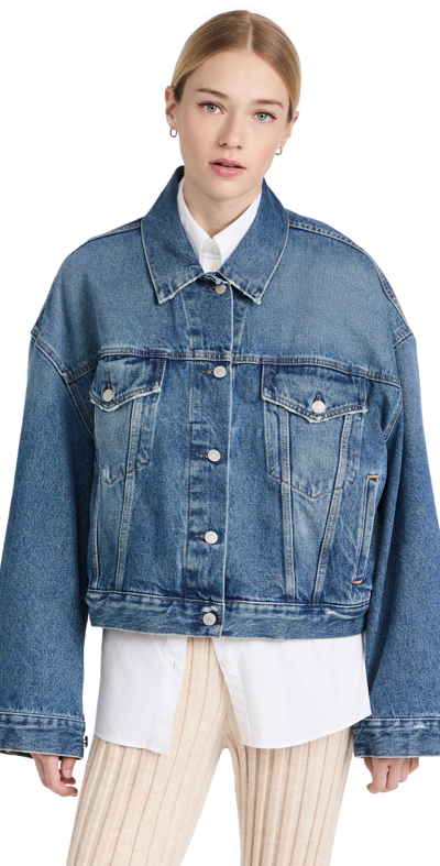 Acne Studios Blue Morris Cropped Denim Jacket In Mid Blue