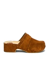 Chloé Suede Block Heel Clogs With Studded Detailing In Ochre Delight