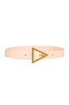 Bottega Veneta Triangle-buckle Leather Belt In Melon Washed & Gold