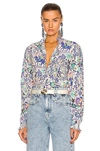 Isabel Marant Banessa Ruffled Printed Silk-blend Crepe Blouse In Blue