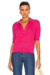 Khaite Jo Shrunken Stretch Cashmere Polo Sweater In Taffy