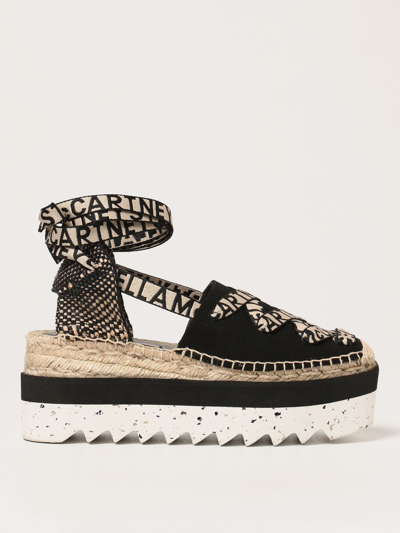 Stella Mccartney Gaia  Wedge Espadrilles In 黑色