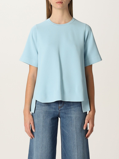 Stella Mccartney Jumper With Asymmetrical Hem In Blue