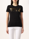 Versace Jeans Couture Metallic-logo Print T-shirt In Black