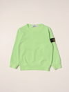 Stone Island Teen Crew Neck Cotton Sweatshirt In Pistachio
