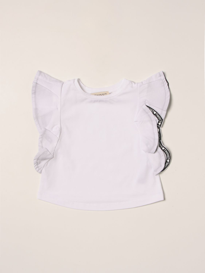 Twinset Kids' Top With Flounces And Logoed Band In White
