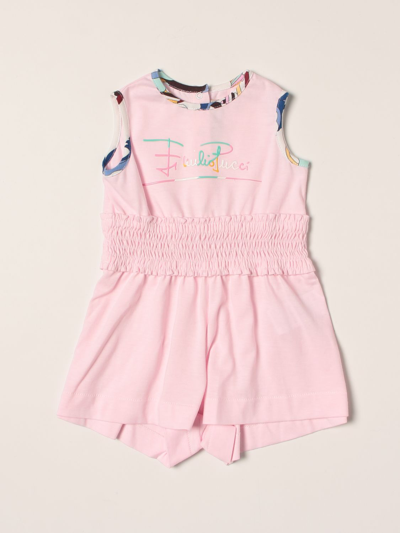Emilio Pucci Babies' Playsuit With Logo In Pink
