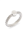 ALOR WOMEN'S DIAMOND, 18K WHITE GOLD & GREY STAINLESS STEEL CABLE RING