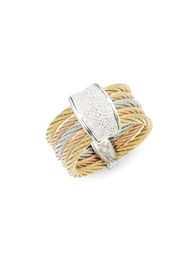 Alor Women's Classique Diamond 18k Two-tone Gold Cable Ring In Two Tone ...