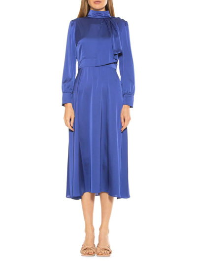 Alexia Admor Brooklyn Satin Fit-&-flare Midi Dress In Lapis | ModeSens