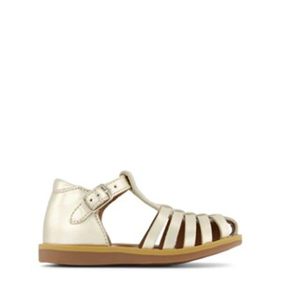 Pom D'api Kids' Platine Poppy Pitti Sandals In Gold