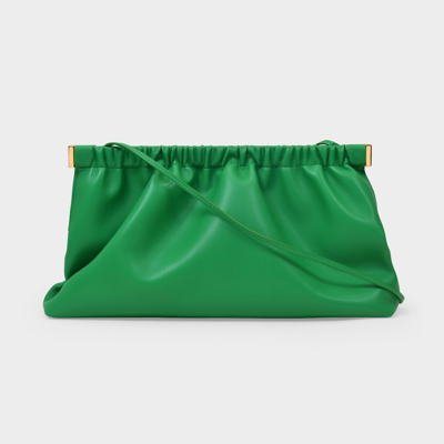 Nanushka Green The Bar Vegan Leather Clutch Bag