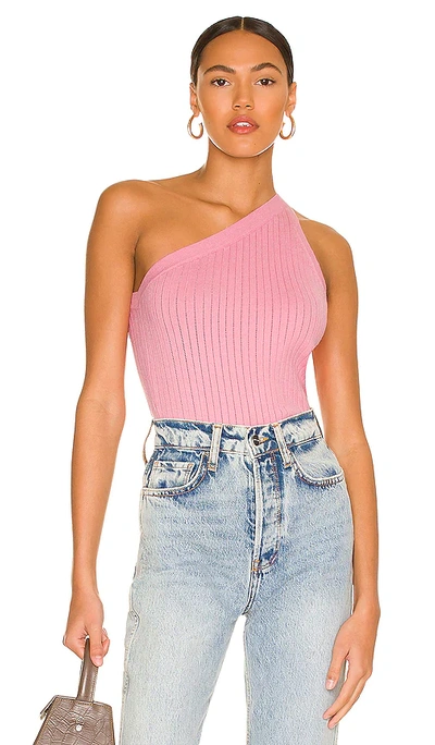 Stitches & Stripes One Shoulder Tank In Pink