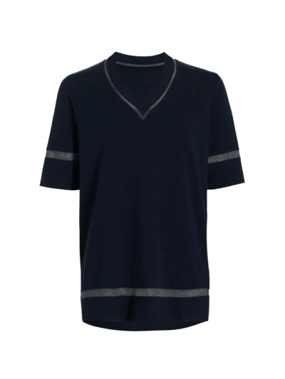 Saks Fifth Avenue Collection Mesh-trim Tunic In Navy