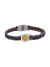 Jan Leslie Men's Stainless Steel & Leather Braided Two-tone Bracelet In Neutral