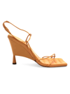 Gia Borghini X Rhw Strappy Leather Wedge Sandals In Orange