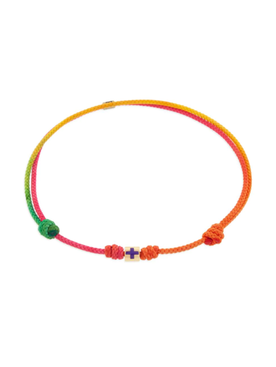 Luis Morais Men's 14k Yellow Gold & Braided Cord Bracelet In Rainbow