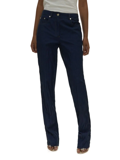 Helmut Lang Crinkled Denim Bootcut Jeans In Indigo In Blue