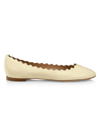Chloé Lauren Scalloped-edge Leather Ballet Flats In Cloudy Craem