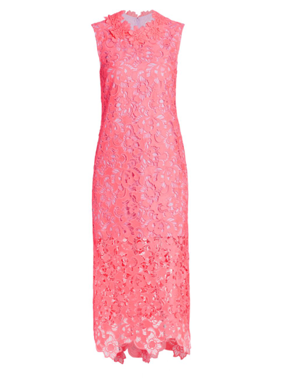 Aknvas Mallie Lace Midi-dress In Volt Pink