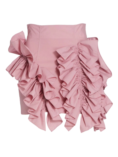 Aknvas Eliz Ruffle Miniskirt In Dust Pink