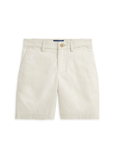 Ralph Lauren Kids' Boy's Logo Embroidered Flat Front Chino Shorts In Basic Sand