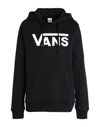 Vans Sleek Black Hooded Fleece Sweatshirt With Logo In Black