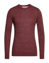 Vneck Man Sweater Brick Size 38 Wool, Viscose, Acrylic In Red