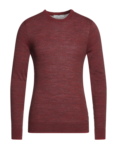 Vneck Man Sweater Brick Red Size 40 Wool, Viscose, Acrylic